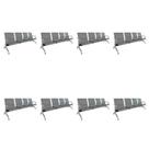 Kit 8 Cadeiras para Escritório Longarina 4 Lugares Aço Inox Dubai