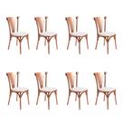 Kit 8 Cadeiras Paris Luxo Sala de Jantar Varanda Estrutura Aço Cobre Funcional Premium - Cobre/branc