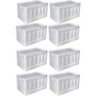 Kit 8 Caixa Organizadora Dobrável Multiuso Grande Branco 75L