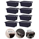 Kit 8 Caixa Organizadora Multiuso 31L Empilhável Trava E