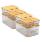 Kit 8 Caixas Acrílicas Transparente Organizadoras Tampa de Bambu
