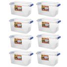 Kit 8 Caixas Organizadora Alta Transparente 8L Tampa e Trava