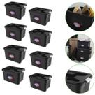 Kit 8 Caixas Organizadoras 56 Litros Com Trava Preta Uninjet