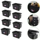 Kit 8 Caixas Organizadoras 56 Litros Com Trava Preta Uninjet