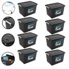 Kit 8 Caixas Organizadoras 56 Litros Tampa E Trava Preta Kit 8 Caixas Organizadoras 56 Litros Tampa E Trava Preta