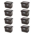 Kit 8 Caixas Organizadoras Alta Black 4,5 L C/ Tampa e Trava