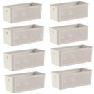 Kit 8 Caixas Organizadoras Multiuso 6,6L Cestos Retangulares com Alças Bege Flow Ou