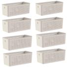 Kit 8 Caixas Organizadoras Multiuso 6,6L Cestos Retangulares com Alças Bege Flow Ou
