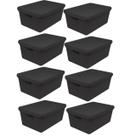 Kit 8 Caixas Organizadoras Multiuso Decorativa 15L Preta