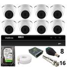Kit 8 Câmeras 1220 D Mic 1080p Com Microfone Dvr Intelbras 1216-c Mhdx Com Acesso Remoto Hd 1tb