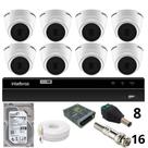 Kit 8 Câmeras 1220 D Mic 1080p Com Microfone Dvr Intelbras 1216-c Mhdx Com Acesso Remoto Hd 3tb