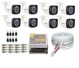 Kit 8 Câmeras Bullet Full Hd 1080p 2Mp Com Cabo e Conectores
