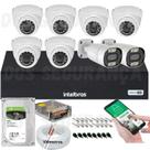 Kit 8 Câmeras de Segurança Full HD 1080p 20m Infra c/2 Full Color+DVR Intelbras+Cabos e Acessórios