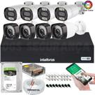 Kit 8 Câmeras de Segurança Full HD 1080p 20m Infra c/4 Full Color+DVR Intelbras+Cabos e Acessórios