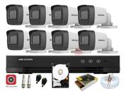 Kit 8 Câmeras Hikvision Full HD 1080p com DVR 8 Canais, HD 500GB,Completo