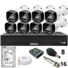 Kit 8 Câmeras Intelbras 1120b Full Color Dvr Mhdx 1016-c Intelbras Com Detecção De Movimentos Hd 2Tb