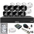 Kit 8 Câmeras Intelbras 1220b Full Color Dvr Mhdx 1016-c Intelbras Com Detecção De Movimentos Hd 3tb