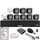 Kit 8 Câmeras Intelbras 3220b Full Color Com Áudio Dvr Mhdx 1016-c Intelbras Com Detecção De Movimentos Hd 2tb