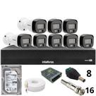 Kit 8 Câmeras Intelbras 3220b Full Color Com Áudio Dvr Mhdx 1016-c Intelbras Com Detecção De Movimentos Hd 3tb