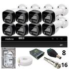 Kit 8 Câmeras Intelbras Bullet 1220b Full Color Dvr Intelbras 1216-c Mhdx Com Acesso Remoto Hd 3tb