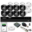 Kit 8 Câmeras Intelbras Bullet 1220b Full Color Dvr Intelbras 1216-c Mhdx Com Acesso Remoto Hd 6tb