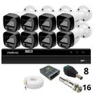 Kit 8 Câmeras Intelbras Bullet 1220b Full Color Dvr Intelbras 1216-c Mhdx Com Acesso Remoto Sem Hd