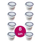 Kit 8 canecas café esmaltada branca 100ml retrô