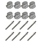 Kit 8 Canoa Tom Caixa Bumbo Cromo 19.1 + 8 Parafuso 45mm M6