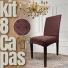 Kit 8 Capa de Cadeira Linha Gold Grega - Marrom Escuro