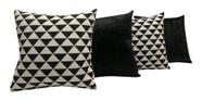 Kit 8 Capas De Almofadas Triangulo Jacquard Sued Preto 45x45