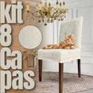 Kit 8 Capas de Cadeira Linha Gold Anti Gato Indiana - Creme