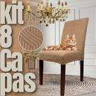 Kit 8 Capas de Cadeira Linha Gold Anti Gato Italiana - Marrom/Caramelo