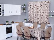 Kit 8 Capas de Cadeira + Toalha de Mesa + Cortina Sala de Jantar Cozinha dos Sonhos Completa Estampa Divertida