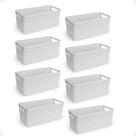 Kit 8 Cesto Juta Organizador Alongado Medio Decoração Branco 3,7L