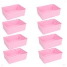 Kit 8 Cesto Multiuso Decorativo Rosa 19x13,5x6,5Cm