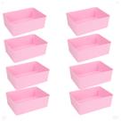 Kit 8 Cesto Multiuso Decorativo Rosa 19x13,5x6,5Cm