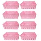 Kit 8 Cesto Multiuso Organizador Premium Rosa 123Organizei