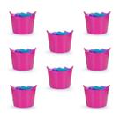 Kit 8 Cestos Balde Flexível C/Alça 15L Rosa- Fersil