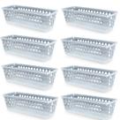 Kit 8 Cestos Multiuso Comprido Retangular Transparente 28x11x8 Cm 123Organizei