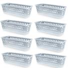 Kit 8 Cestos Multiuso Comprido Retangular Transparente 28x11x8 Cm 123Organizei