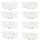 Kit 8 Cestos Multiuso Organizador Médio Branco 20x15,5x6,5Cm