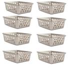 Kit 8 Cestos Multiuso Organizador Médio Cinza 20x15,5x6,5Cm