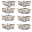 Kit 8 Cestos Multiuso Organizador Médio Cinza 20x15,5x6,5Cm