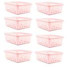 Kit 8 Cestos Multiuso Organizador Pequeno Rosa 16x12x6Cm