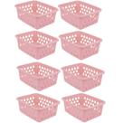 Kit 8 Cestos Multiuso Pequeno Rosa 12x6x16cm PP 1029 Uninjet
