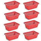 Kit 8 Cestos Organizadores Pequeno 16x12x6cm 800 ML Vermelho