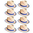 Kit 8 Chapéus Palha Malandrinho Infantil Festa Junina Azul