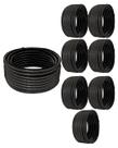 Kit 8 Conduíte Flex Espiralado 3/4 25m Preto Antichama