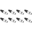 Kit 8 Conectores Xlr Canon Fêmea 3 Pinos Metálico Profissional Seetronic