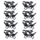 Kit 8 Conjuntos de Mesa com 4 Cadeiras de Madeira Dobravel 120x70 Preto Kit 8 Conjuntos de Mesa com 4 Cadeiras de Madeira Dobravel 120x70 Preto
